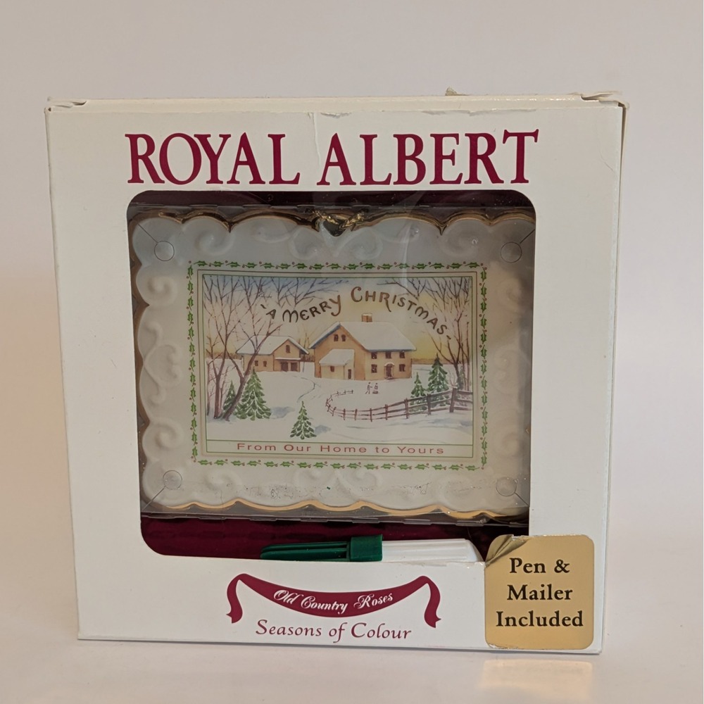 Royal Albert Seasons Of Color Personalized Christmas Postcard Ornament